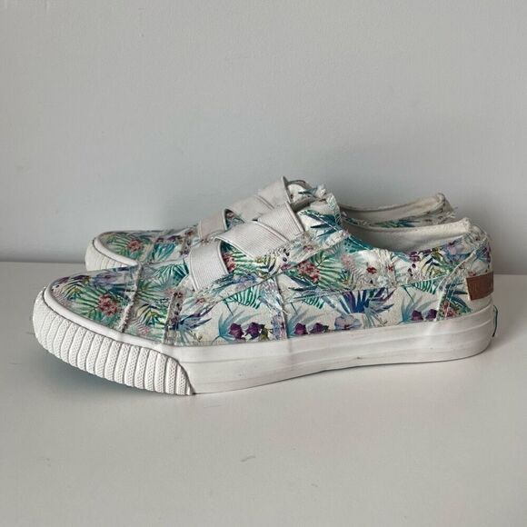 Blowfish Comfort Shoes Sneakers Womens Size 8.5 White Tropical Floral Slip On - Picture 6 of 10